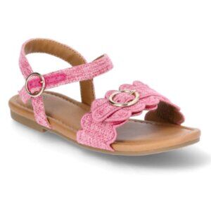 Wonder Nation Girl Scalloped 2 Strap Raffia Sandals Size 13 Little Girl